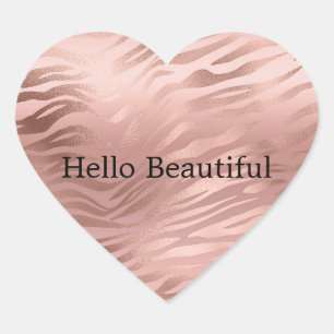 Roze Rose Glam Zebra Hart Sticker