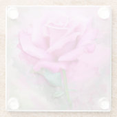 Roze Rose Glazen Onderzetter (Achterkant)
