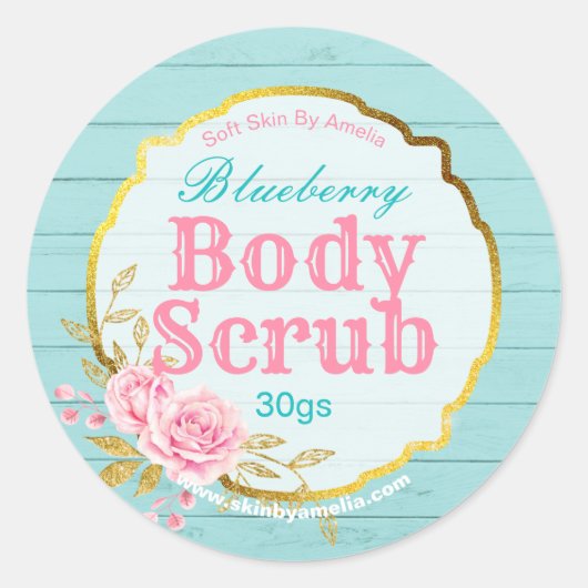Roze Rose Glitter Body Scrub Labels (Voorkant)