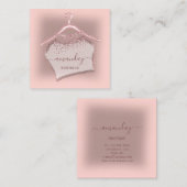 Roze Rose Glitter Cloth Hanger Closet Mode Shop Vierkante Visitekaartje (Voorkant / Achterkant)