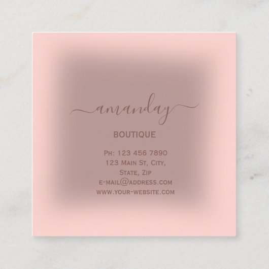 Roze Rose Glitter Cloth Hanger Closet Mode Shop Vierkante Visitekaartje (Achterkant)