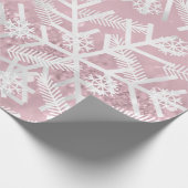 Roze Rose Glitter kerstFeestdagen Snowflake Joy Cadeaupapier (Hoek)