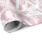 Roze Rose Glitter kerstFeestdagen Snowflake Joy Cadeaupapier (Rol Hoek)