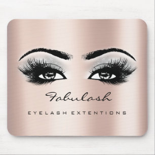 Roze Rose Glitter Naam Beauty Lashes Make-up Grijs Muismat