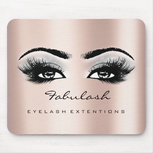 Roze Rose Glitter Naam Beauty Lashes Make-up Grijs Muismat (Voorkant)