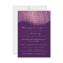 Roze Rose Glitter Paars Violet Formele uitnodiging