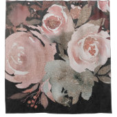 Roze Rose Glitter Rozen Donkere Floral Glam Elegan Douchegordijn (Voorkant)
