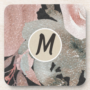 Roze Rose Glitter Rozen Donkere Floral Glam Elegan Onderzetter