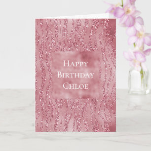 Roze Rose Glitter Zebra Animal Kaart