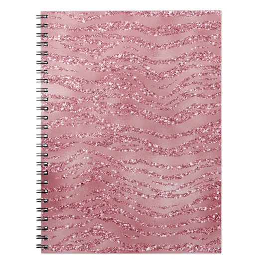 Roze Rose Glitter Zebra Animal Notitieboek (Voorkant)