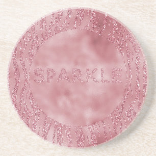 Roze Rose Glitter Zebra Animal Zandsteen Onderzetter