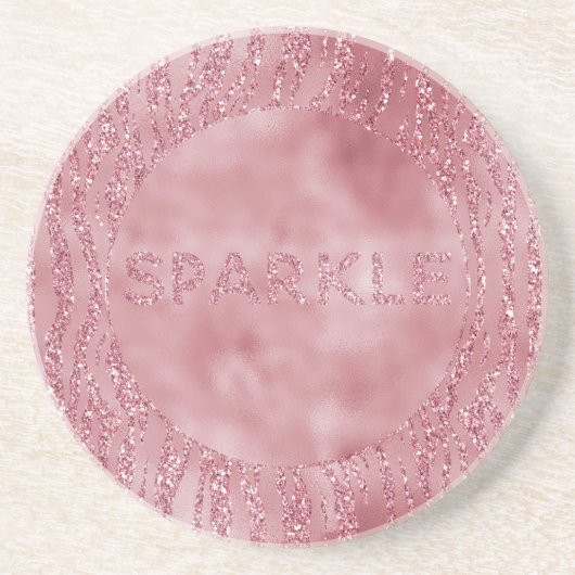 Roze Rose Glitter Zebra Animal Zandsteen Onderzetter (Voorkant)