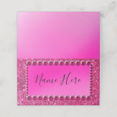 Roze Rose Glitterr Wedding Plaatskaartje (Buitenkant ongevouwen)