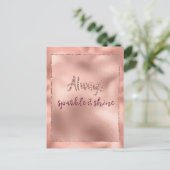 Roze Rose Glitzy Glam Sparkle Briefkaart (Staand voorkant)