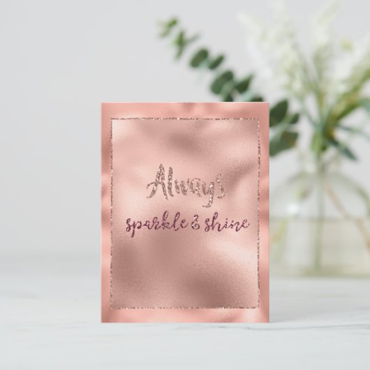 Roze Rose Glitzy Glam Sparkle Briefkaart (Staand voorkant)