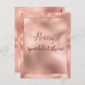 Roze Rose Glitzy Glam Sparkle Briefkaart (Voorkant / Achterkant)