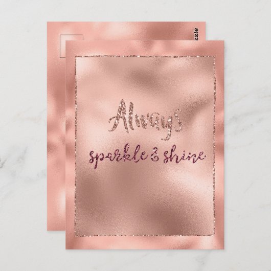 Roze Rose Glitzy Glam Sparkle Briefkaart (Voorkant / Achterkant)