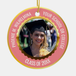 Roze Rose Gold 2 Foto Afstuderen Klasse 2022 Keramisch Ornament