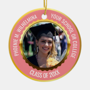 Roze Rose Gold 2 Foto Afstuderen Klasse 2022 Keramisch Ornament