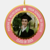 Roze Rose Gold 2 Foto Afstuderen Klasse 2022 Keramisch Ornament (Achterkant)