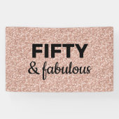 Roze Rose Gold 50 en Fabulous Birthday  Spandoek (Horizontaal)