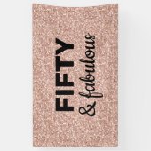 Roze Rose Gold 50 en Fabulous Birthday  Spandoek (Verticaal)
