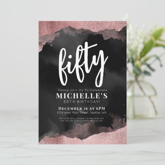 Roze Rose Gold 50ste verjaardag Kaart (Staand voorkant)