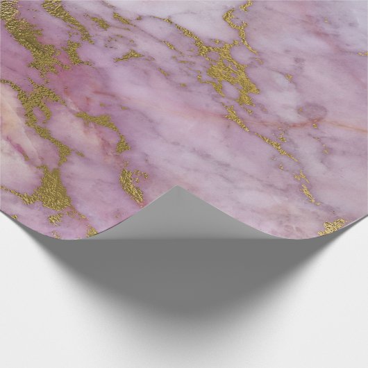 Roze Rose Gold Abstracte marmer Glam Stone Brushes Cadeaupapier (Hoek)