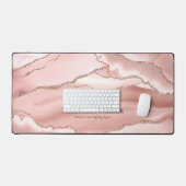 Roze Rose Gold Agaat Geode Glitter Glam Business Bureaumat (Keyboard & Muis)