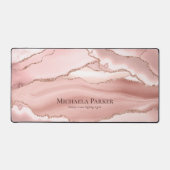 Roze Rose Gold Agaat Geode Glitter Glam Business Bureaumat (Voorkant)