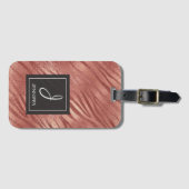 Roze Rose Gold Animal Pattern Elegant Monogram Bagagelabel (Voorkant (horizontaal))