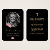 Roze Rose Gold Black Floral Memorial Cards Visitekaartje (Voorkant /achterkant)