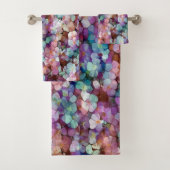 Roze Rose Gold Blauwgroen Mosaic Millefiori Flower Bad Handdoek (Insitu)