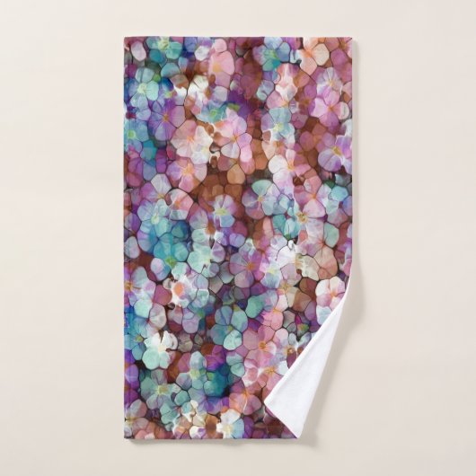 Roze Rose Gold Blauwgroen Mosaic Millefiori Flower Bad Handdoek (Handdoek)
