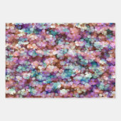 Roze Rose Gold Blauwgroen Mosaic Millefiori Flower Inpakpapier Vel (Voorkant 3)