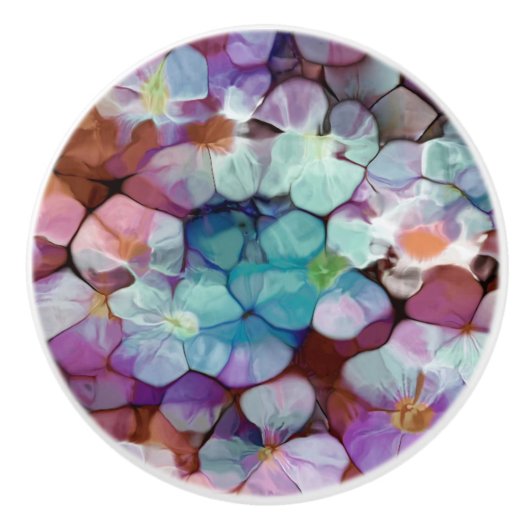 Roze Rose Gold Blauwgroen Mosaic Millefiori Flower Keramische Knop (Voorkant)