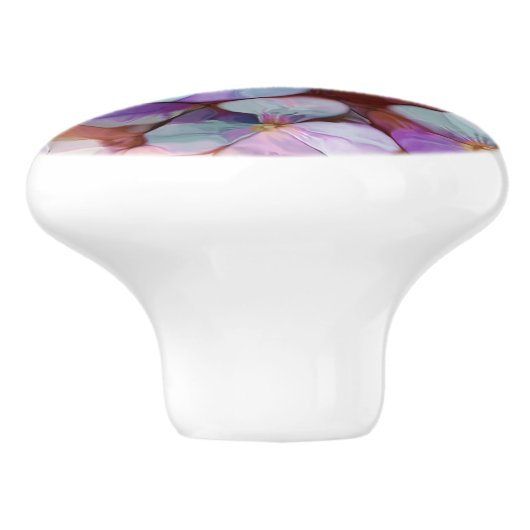 Roze Rose Gold Blauwgroen Mosaic Millefiori Flower Keramische Knop (Zijkant)