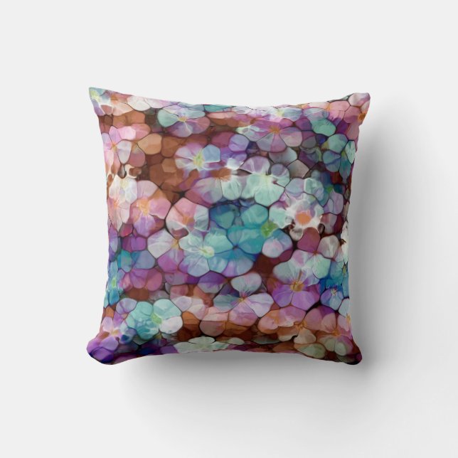 Roze Rose Gold Blauwgroen Mosaic Millefiori Flower Kussen (Voorkant)