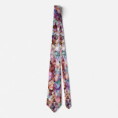 Roze Rose Gold Blauwgroen Mosaic Millefiori Flower Stropdas (Voorkant)