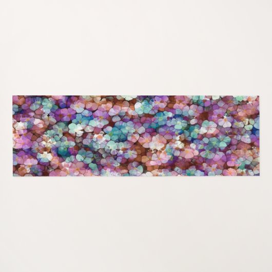 Roze Rose Gold Blauwgroen Mosaic Millefiori Flower Yogamat (Achterkant (horizontaal))