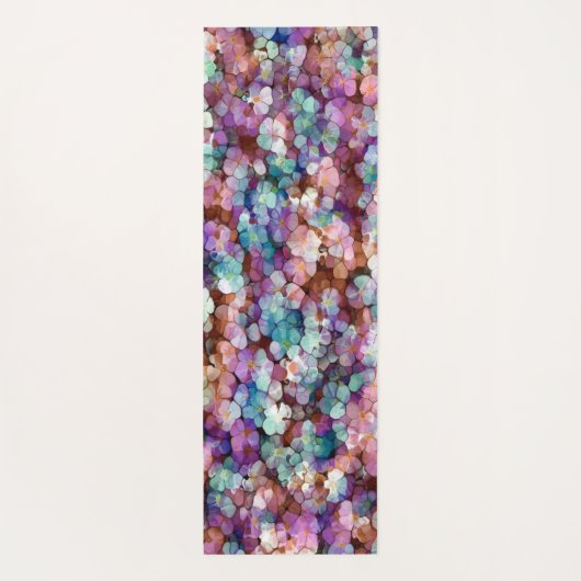 Roze Rose Gold Blauwgroen Mosaic Millefiori Flower Yogamat (Achterkant)
