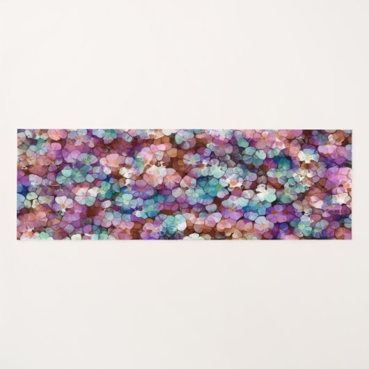 Roze Rose Gold Blauwgroen Mosaic Millefiori Flower Yogamat (Voorkant (horizontaal))