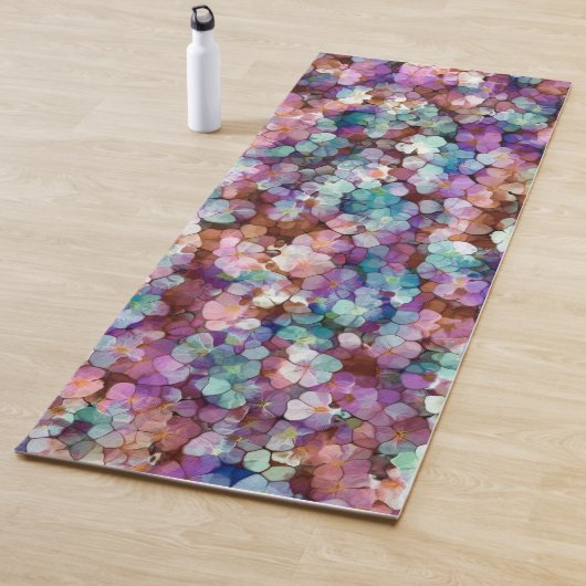 Roze Rose Gold Blauwgroen Mosaic Millefiori Flower Yogamat (In situ)
