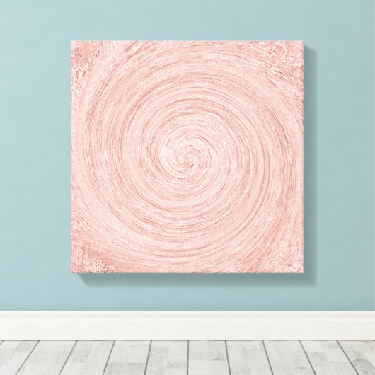 Roze Rose Gold Blush Abstracte cirkels Spirale Canvas Afdruk (Insitu (Houten vloer))