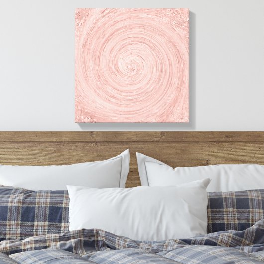Roze Rose Gold Blush Abstracte cirkels Spirale Canvas Afdruk (Insitu (Slaapkamer))