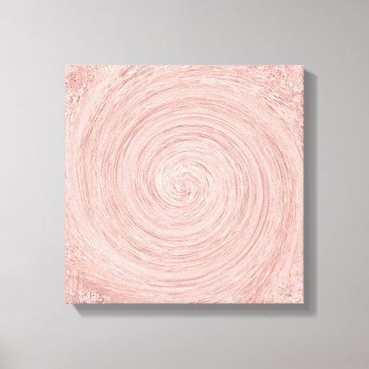 Roze Rose Gold Blush Abstracte cirkels Spirale Canvas Afdruk (Voorkant)