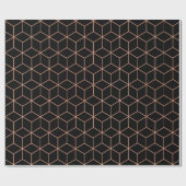 Roze Rose Gold Blush Black Geometry Square 3D Cadeaupapier (Vlak)