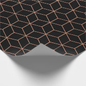 Roze Rose Gold Blush Black Geometry Square 3D Cadeaupapier (Hoek)
