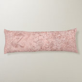 Roze Rose Gold Blush Glitter Glam Glas Metaal Lichaamskussen (Achterkant)