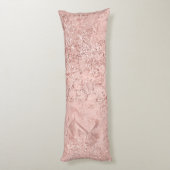 Roze Rose Gold Blush Glitter Glam Glas Metaal Lichaamskussen (Achterkant (Verticaal))